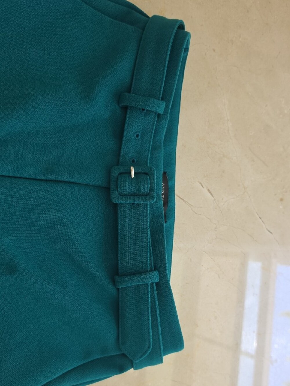 Ann Taylor Teal Wide-Leg Belted Trousers - Picture 3 of 6